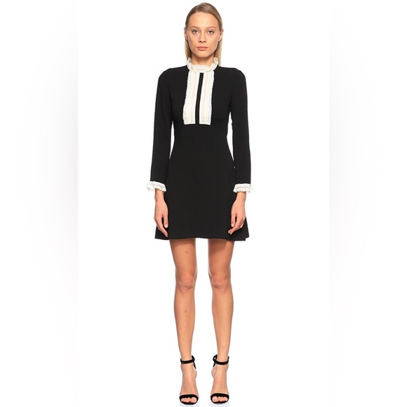 Sandro Dresses & Skirts - Sandro Black Mini Dress with White Lace Bib Trim Size 34 NWT